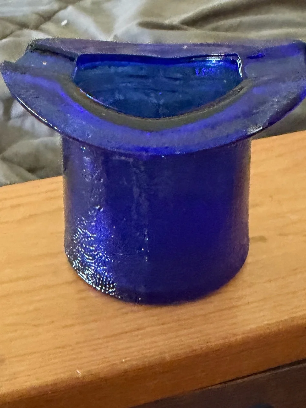 Vintage Cobalt Blue Glass Top Hat Ashtray or Toothpick Holder
